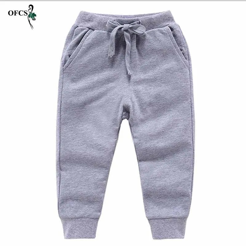 Venda de Calças Infantis Primavera Adolescente Menino Calças Esportivas Criança Casual Crianças Calças de Algodão Sólido Para Roupas de Menina Para 1-10 T