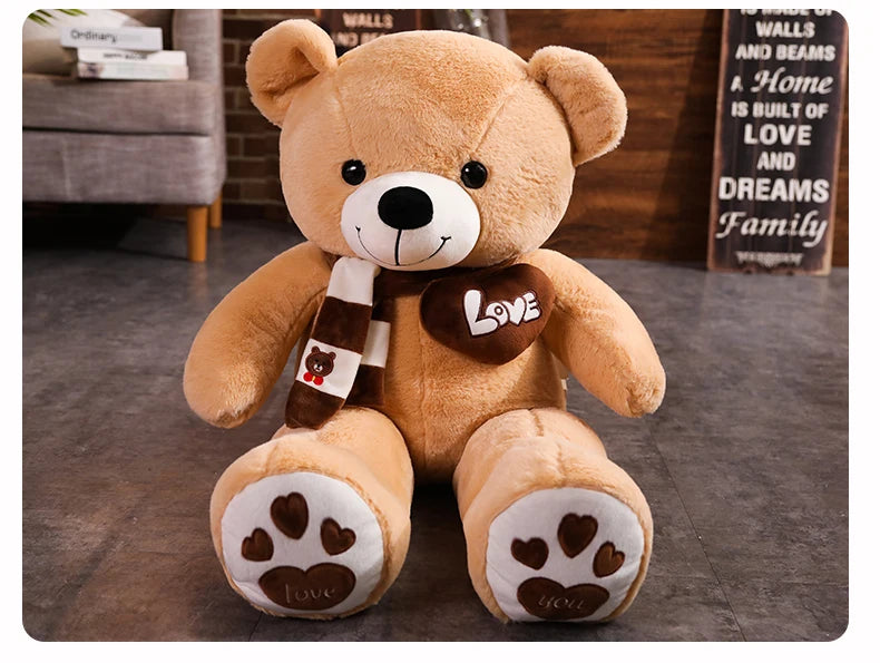 Urso de pelúcia de alta qualidade 4 cores com lenço Bichos de pelúcia Urso Brinquedos de pelúcia Boneca Travesseiro Crianças Amantes Aniversário Presente do bebê