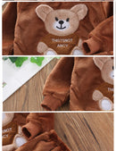 Novo Inverno Bebê Meninas Meninos Homewear Conjuntos Outono Moda Flanela Roupas de Lã Crianças Dos Desenhos Animados Urso Pijamas Crianças Pijamas