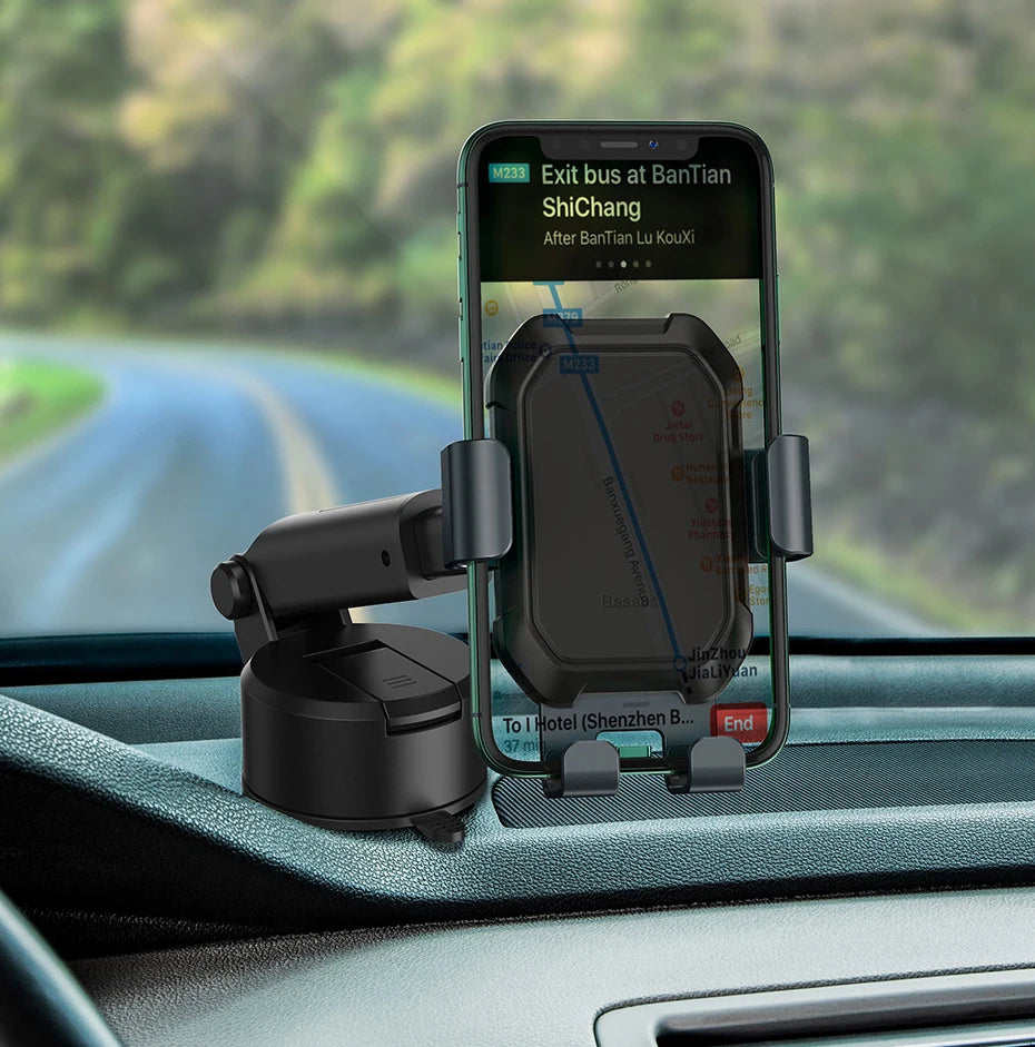 Suporte para telefone de carro Baseus Gravity Ventosa Suporte universal ajustável Suporte no suporte GPS do carro para iPhone 12 Pro Max Xiaomi POCO
