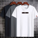 Camisetas masculinas 2024 Masculino Verão Algodão Manga Curta Moda Bottoming Tops Em Torno Do Pescoço Branco Tee Camiseta Oversized Roupas Masculinas