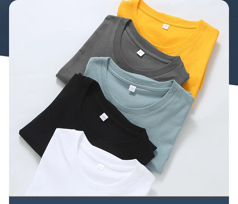 Camisetas masculinas 2024 Masculino Verão Algodão Manga Curta Moda Bottoming Tops Em Torno Do Pescoço Branco Tee Camiseta Oversized Roupas Masculinas