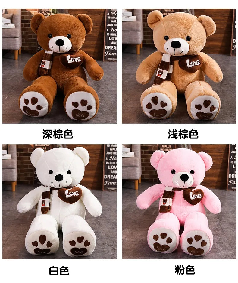 Urso de pelúcia de alta qualidade 4 cores com lenço Bichos de pelúcia Urso Brinquedos de pelúcia Boneca Travesseiro Crianças Amantes Aniversário Presente do bebê