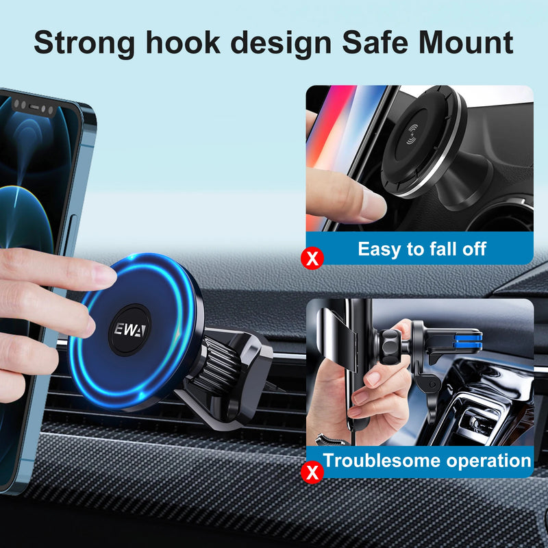 Suporte Magnético EWA para Carro Compatível com iPhone 14/12/13/ Pro/12 Max/12 Mini/Capa Magsafe Suporte para Telefone com Forte Ímã para Ventilação do Ar