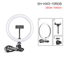 Luz de Anel LED RGB de 6/10/12 Polegadas, Lâmpada de Anel para Selfie, 15 Cores, 3 Modos com Suporte de Tripé, Plug USB para Transmissão ao Vivo no YouTube, Maquiagem e Fotografia