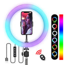 Luz de Anel LED RGB de 6/10/12 Polegadas, Lâmpada de Anel para Selfie, 15 Cores, 3 Modos com Suporte de Tripé, Plug USB para Transmissão ao Vivo no YouTube, Maquiagem e Fotografia