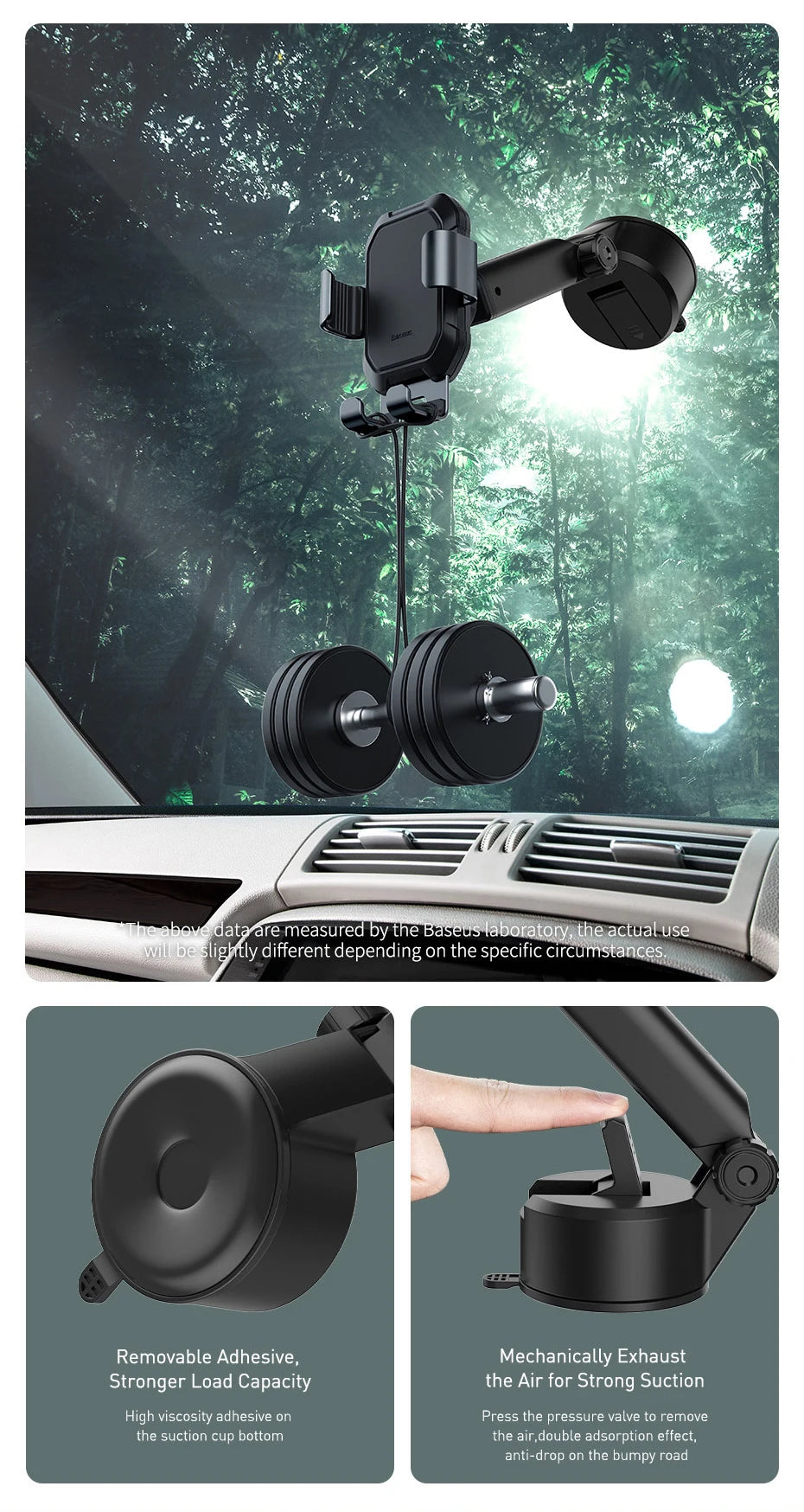 Suporte para telefone de carro Baseus Gravity Ventosa Suporte universal ajustável Suporte no suporte GPS do carro para iPhone 12 Pro Max Xiaomi POCO