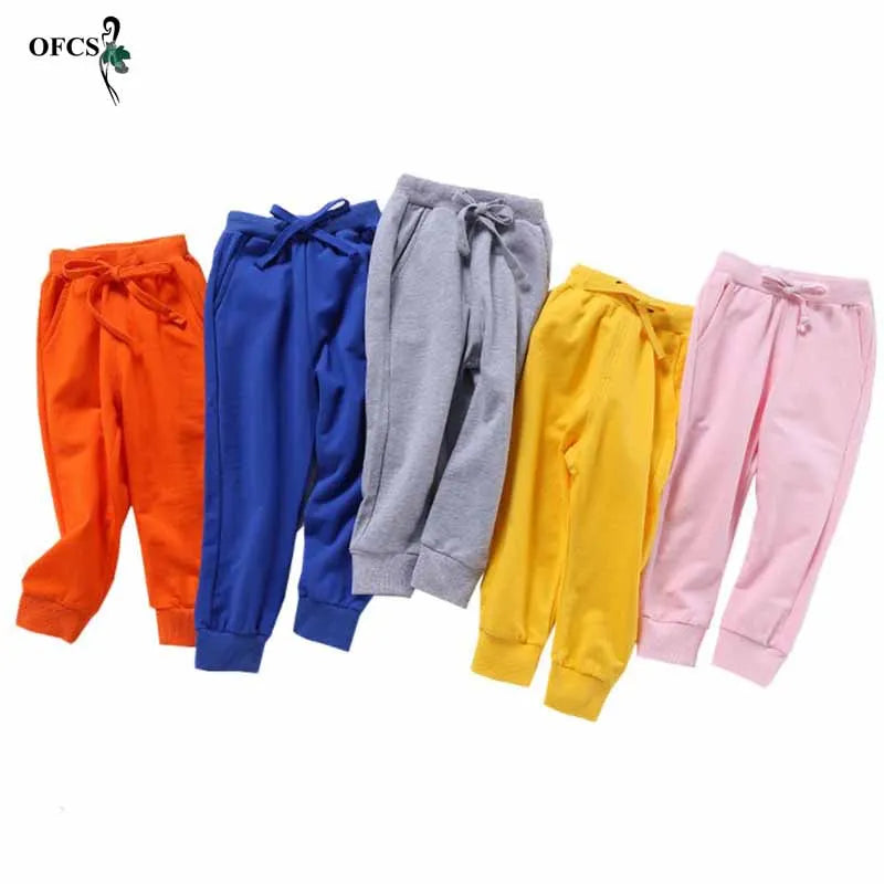 Venda de Calças Infantis Primavera Adolescente Menino Calças Esportivas Criança Casual Crianças Calças de Algodão Sólido Para Roupas de Menina Para 1-10 T