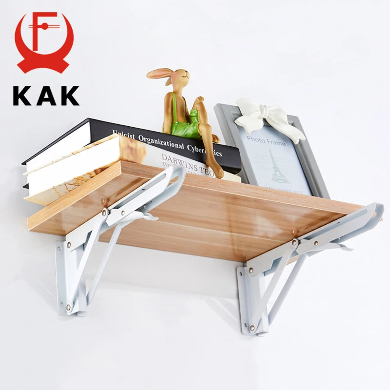 KAK 2pcs Suporte de prateleira dobrável Heavy Duty Aço inoxidável dobrável Suporte de prateleira Hardware para mesa de trabalho RV Car Saving Space