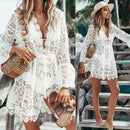 Venda quente Mulheres Sexy Com Decote Em V Lace Praia Biquíni Cover Up Feminino Boho Festa Casual Férias Praia Vestido Vestido de Verão Cover Up Outfits