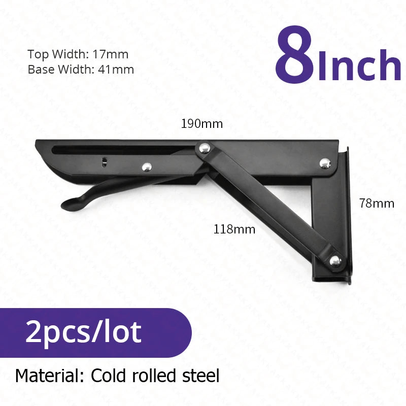 KAK 2pcs Suporte de prateleira dobrável Heavy Duty Aço inoxidável dobrável Suporte de prateleira Hardware para mesa de trabalho RV Car Saving Space