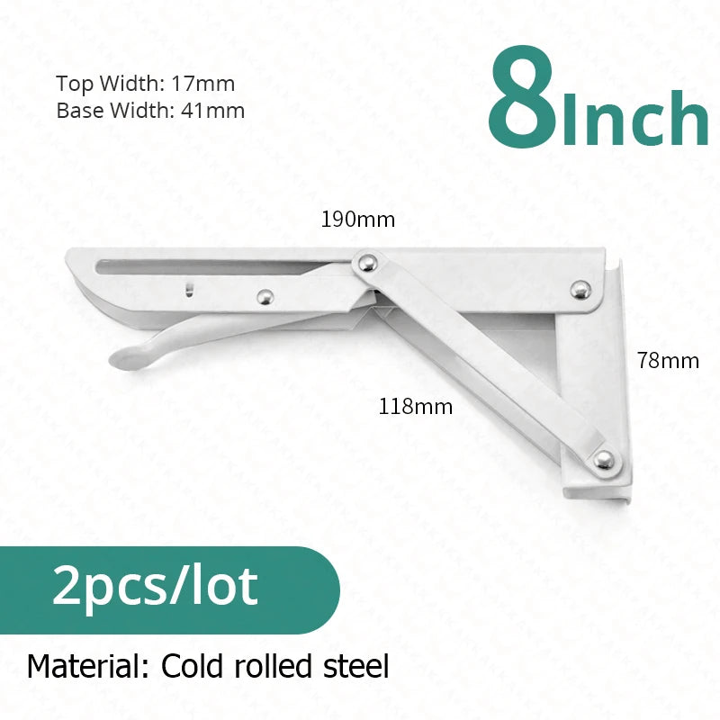 KAK 2pcs Suporte de prateleira dobrável Heavy Duty Aço inoxidável dobrável Suporte de prateleira Hardware para mesa de trabalho RV Car Saving Space