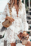 Venda quente Mulheres Sexy Com Decote Em V Lace Praia Biquíni Cover Up Feminino Boho Festa Casual Férias Praia Vestido Vestido de Verão Cover Up Outfits