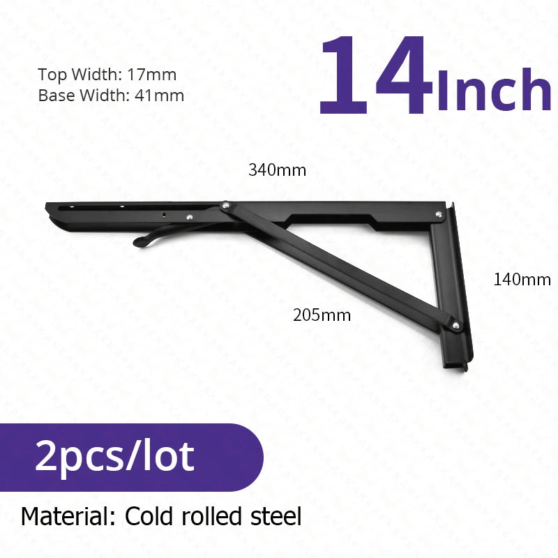 KAK 2pcs Suporte de prateleira dobrável Heavy Duty Aço inoxidável dobrável Suporte de prateleira Hardware para mesa de trabalho RV Car Saving Space