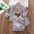 Novo Inverno Bebê Meninas Meninos Homewear Conjuntos Outono Moda Flanela Roupas de Lã Crianças Dos Desenhos Animados Urso Pijamas Crianças Pijamas