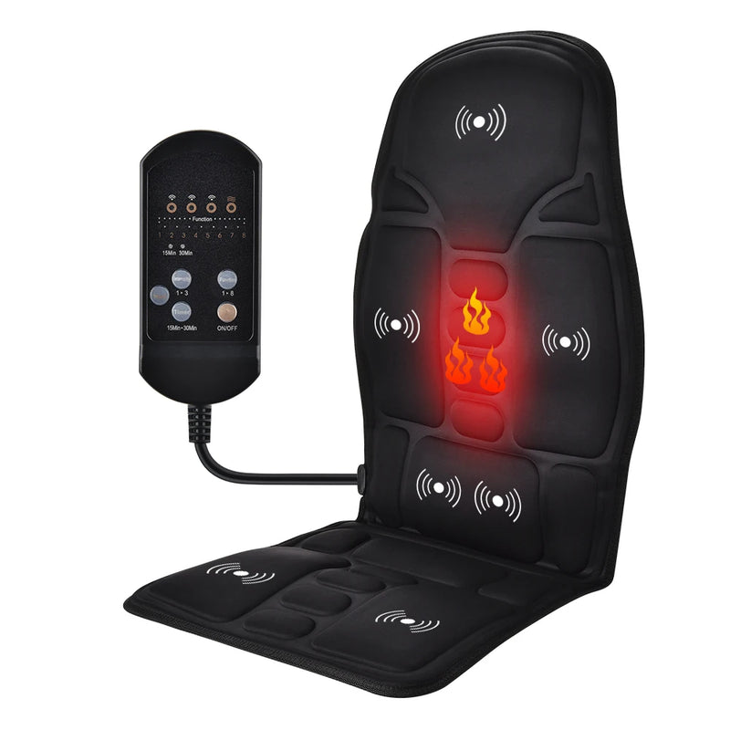 Massageador Elétrico para Costas, Almofada de Cadeira com Massagem, Aquecimento e Vibração, para Carro, Casa ou Escritório, Alívio de Dor na Lombar e Pescoço