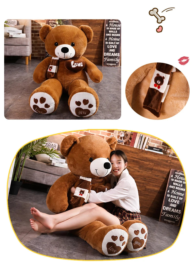 Urso de pelúcia de alta qualidade 4 cores com lenço Bichos de pelúcia Urso Brinquedos de pelúcia Boneca Travesseiro Crianças Amantes Aniversário Presente do bebê