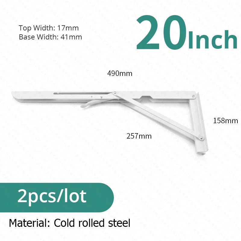 KAK 2pcs Suporte de prateleira dobrável Heavy Duty Aço inoxidável dobrável Suporte de prateleira Hardware para mesa de trabalho RV Car Saving Space