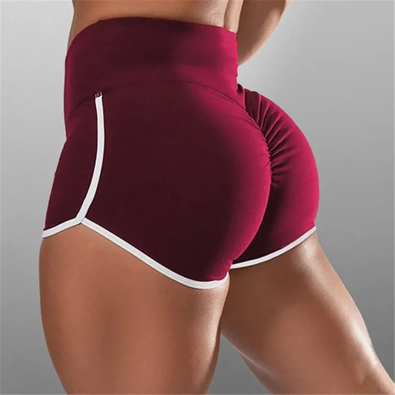 Novo Verão Esporte Shorts Mulheres Cintura Alta Elástica Sem Costura Leggings De Fitness Push Up Ginásio Treinamento Ginásio Calças Justas Bolso Curto