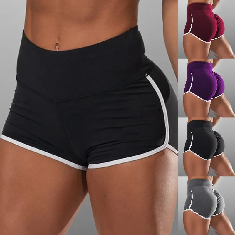 Novo Verão Esporte Shorts Mulheres Cintura Alta Elástica Sem Costura Leggings De Fitness Push Up Ginásio Treinamento Ginásio Calças Justas Bolso Curto