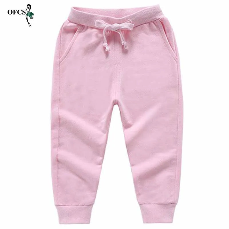 Venda de Calças Infantis Primavera Adolescente Menino Calças Esportivas Criança Casual Crianças Calças de Algodão Sólido Para Roupas de Menina Para 1-10 T