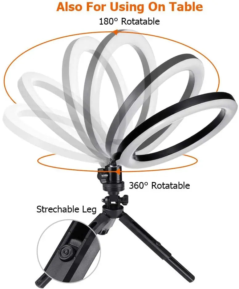 Luz de Anel LED de 10 Polegadas para Fotografia, Iluminação para Selfie com Suporte para Celular para Tiktok, Youtube, Vídeo de Maquiagem, Estúdio de Transmissão ao Vivo.