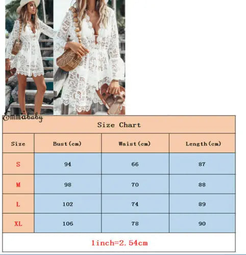 Venda quente Mulheres Sexy Com Decote Em V Lace Praia Biquíni Cover Up Feminino Boho Festa Casual Férias Praia Vestido Vestido de Verão Cover Up Outfits