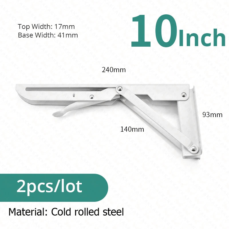 KAK 2pcs Suporte de prateleira dobrável Heavy Duty Aço inoxidável dobrável Suporte de prateleira Hardware para mesa de trabalho RV Car Saving Space