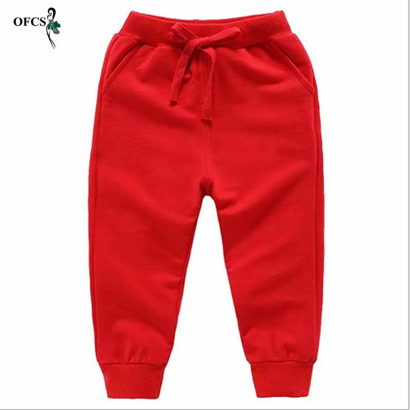 Venda de Calças Infantis Primavera Adolescente Menino Calças Esportivas Criança Casual Crianças Calças de Algodão Sólido Para Roupas de Menina Para 1-10 T