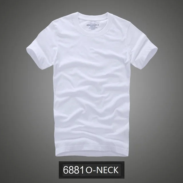 Camiseta 100% algodão sólido t-shirt homens de manga curta camiseta