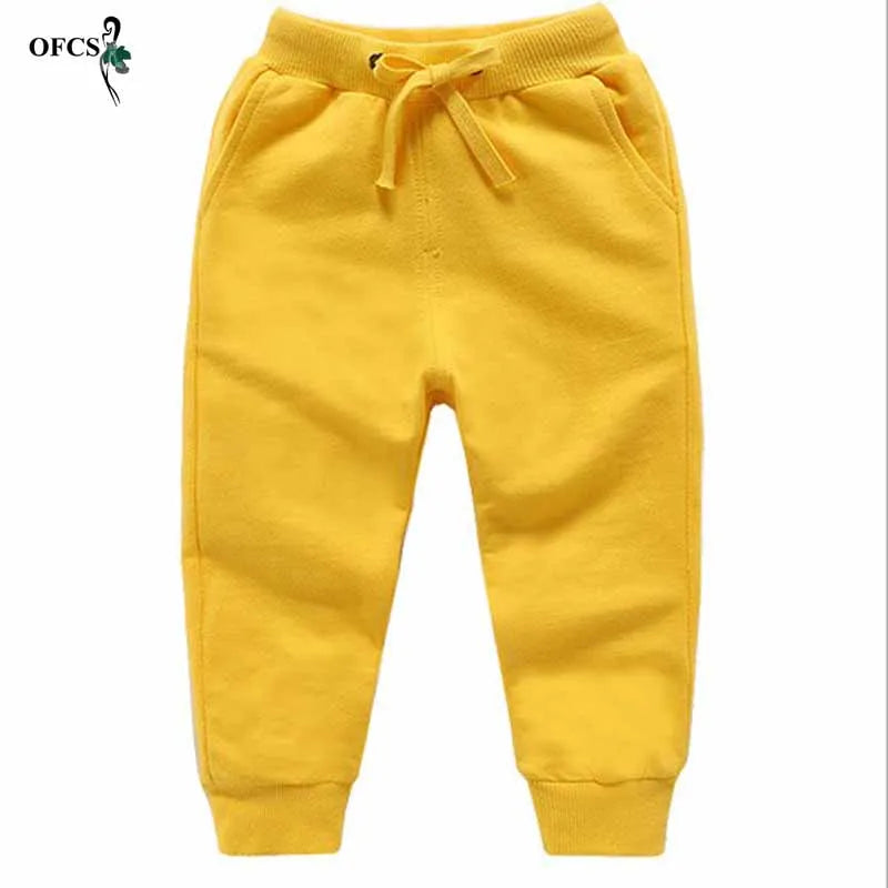 Venda de Calças Infantis Primavera Adolescente Menino Calças Esportivas Criança Casual Crianças Calças de Algodão Sólido Para Roupas de Menina Para 1-10 T