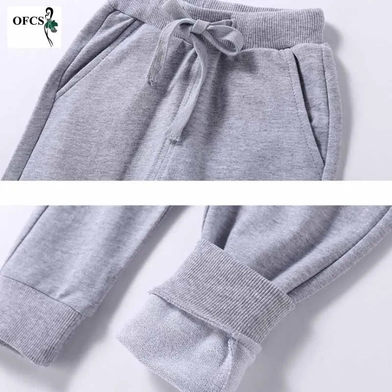 Venda de Calças Infantis Primavera Adolescente Menino Calças Esportivas Criança Casual Crianças Calças de Algodão Sólido Para Roupas de Menina Para 1-10 T