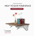 KAK 2pcs Suporte de prateleira dobrável Heavy Duty Aço inoxidável dobrável Suporte de prateleira Hardware para mesa de trabalho RV Car Saving Space