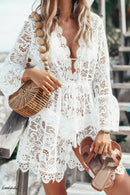Venda quente Mulheres Sexy Com Decote Em V Lace Praia Biquíni Cover Up Feminino Boho Festa Casual Férias Praia Vestido Vestido de Verão Cover Up Outfits