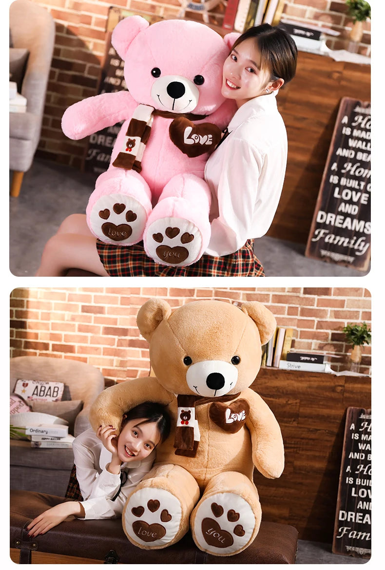 Urso de pelúcia de alta qualidade 4 cores com lenço Bichos de pelúcia Urso Brinquedos de pelúcia Boneca Travesseiro Crianças Amantes Aniversário Presente do bebê