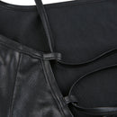 Mulheres Sexy Suspender Mid-length Bodycon Dress Moda Cor Sólida Bandagem de Couro Backless Skinny Split Dress Para Mujer Feminino