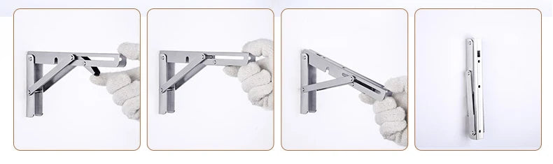 KAK 2pcs Suporte de prateleira dobrável Heavy Duty Aço inoxidável dobrável Suporte de prateleira Hardware para mesa de trabalho RV Car Saving Space