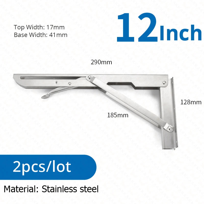 KAK 2pcs Suporte de prateleira dobrável Heavy Duty Aço inoxidável dobrável Suporte de prateleira Hardware para mesa de trabalho RV Car Saving Space