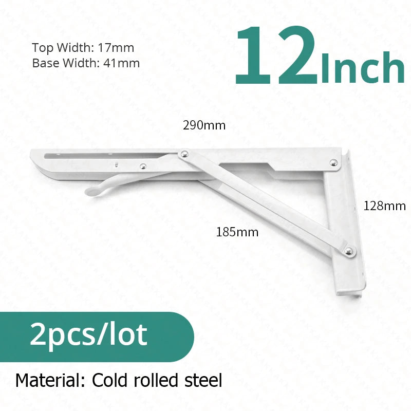 KAK 2pcs Suporte de prateleira dobrável Heavy Duty Aço inoxidável dobrável Suporte de prateleira Hardware para mesa de trabalho RV Car Saving Space