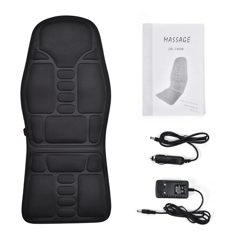 Massageador Elétrico para Costas, Almofada de Cadeira com Massagem, Aquecimento e Vibração, para Carro, Casa ou Escritório, Alívio de Dor na Lombar e Pescoço