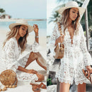 Venda quente Mulheres Sexy Com Decote Em V Lace Praia Biquíni Cover Up Feminino Boho Festa Casual Férias Praia Vestido Vestido de Verão Cover Up Outfits