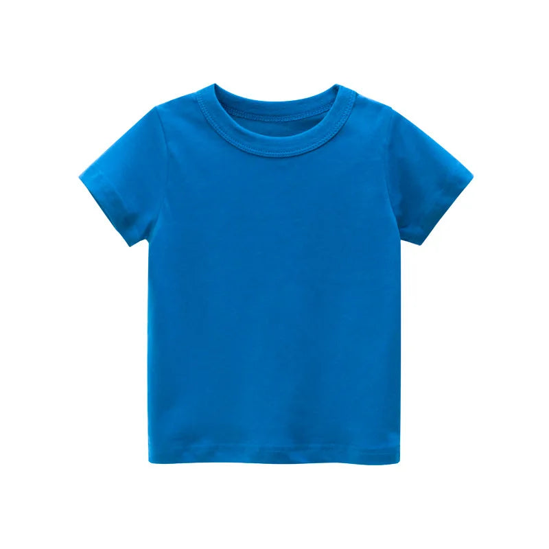 2024 Verão Meninas Meninos Camisetas Sólidas Roupas 100% Algodão Puro Manga Curta Amarelo Vermelho Verde Crianças UnderShirt Bottomming Roupas