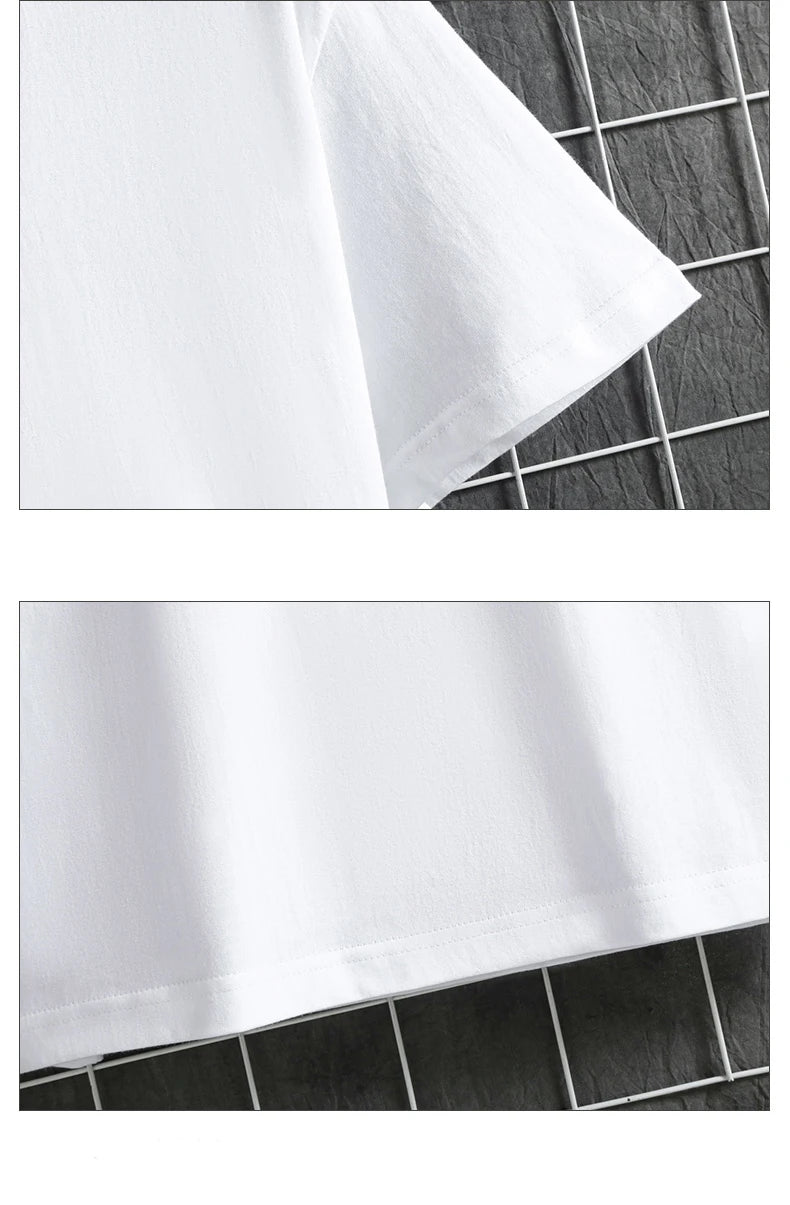 Camisetas masculinas 2024 Masculino Verão Algodão Manga Curta Moda Bottoming Tops Em Torno Do Pescoço Branco Tee Camiseta Oversized Roupas Masculinas