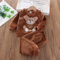Novo Inverno Bebê Meninas Meninos Homewear Conjuntos Outono Moda Flanela Roupas de Lã Crianças Dos Desenhos Animados Urso Pijamas Crianças Pijamas