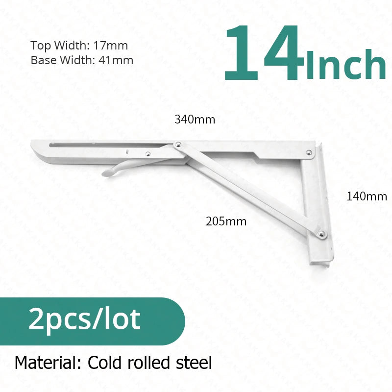KAK 2pcs Suporte de prateleira dobrável Heavy Duty Aço inoxidável dobrável Suporte de prateleira Hardware para mesa de trabalho RV Car Saving Space