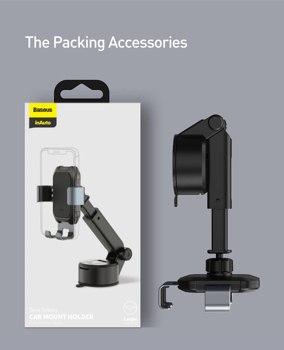 Suporte para telefone de carro Baseus Gravity Ventosa Suporte universal ajustável Suporte no suporte GPS do carro para iPhone 12 Pro Max Xiaomi POCO