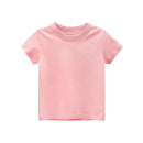 2024 Verão Meninas Meninos Camisetas Sólidas Roupas 100% Algodão Puro Manga Curta Amarelo Vermelho Verde Crianças UnderShirt Bottomming Roupas