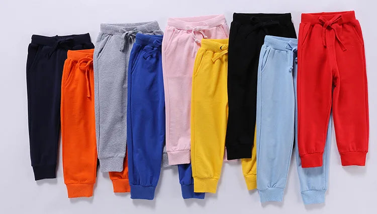 Venda de Calças Infantis Primavera Adolescente Menino Calças Esportivas Criança Casual Crianças Calças de Algodão Sólido Para Roupas de Menina Para 1-10 T