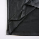 Mulheres Sexy Suspender Mid-length Bodycon Dress Moda Cor Sólida Bandagem de Couro Backless Skinny Split Dress Para Mujer Feminino