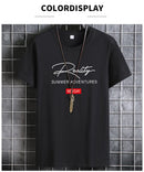 Camisetas masculinas 2024 Masculino Verão Algodão Manga Curta Moda Bottoming Tops Em Torno Do Pescoço Branco Tee Camiseta Oversized Roupas Masculinas